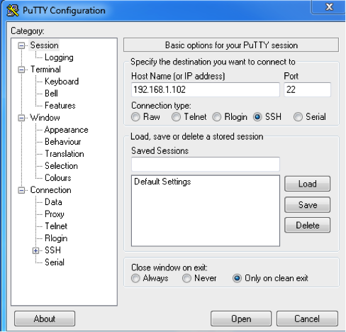 Putty SSH Connection